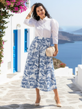 Pure Linen Box Pleated Midi Skirt - Pinkkup