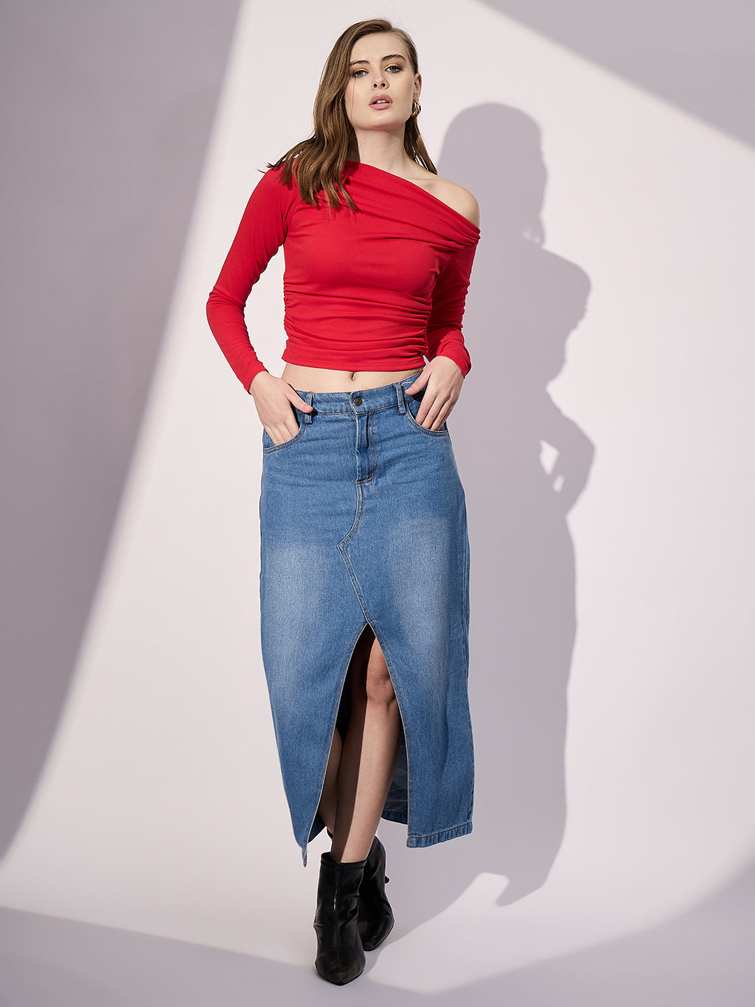 Stretchable Asymmetrical Ruched Top