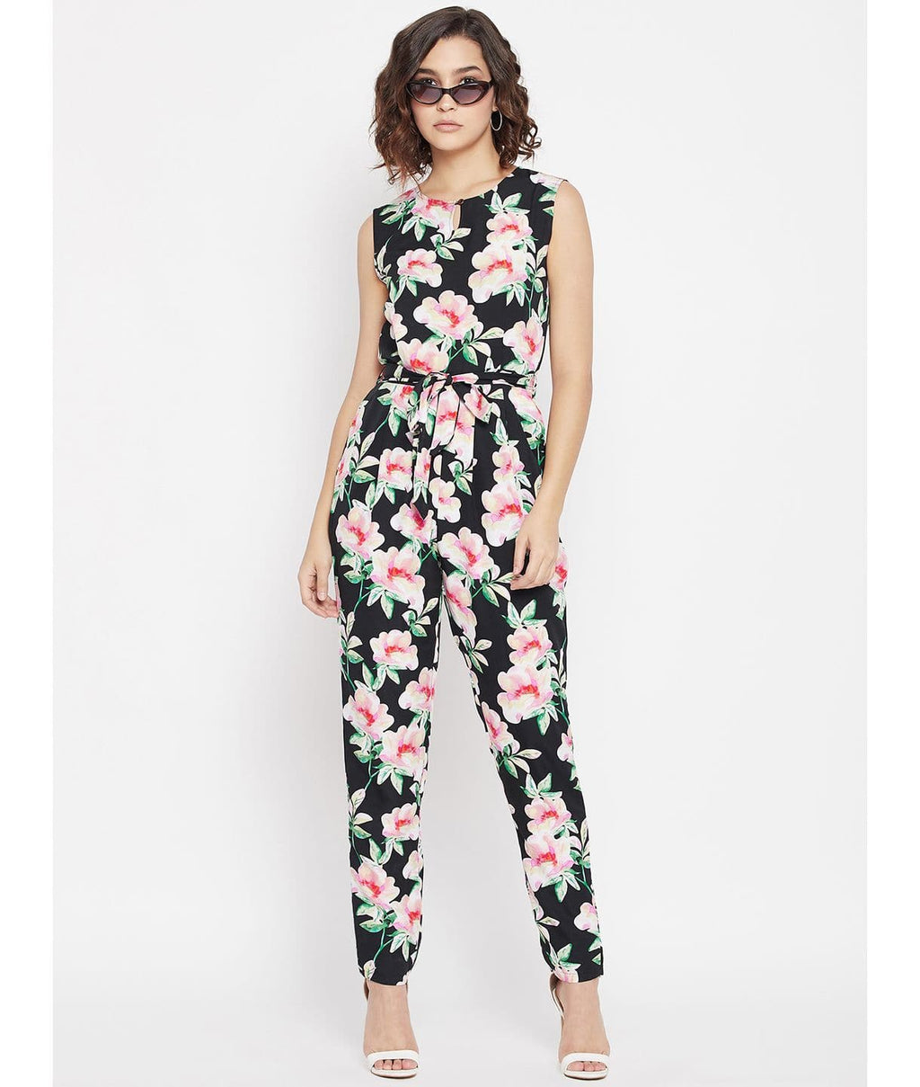 Printed Waist-tie Jumpsuit