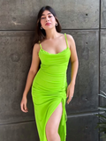 Cowl Neck Drawstring Bodycon Dress - Pinkkup