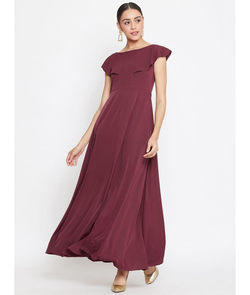 Flared Ruffle Maxi Gown - Pinkkup