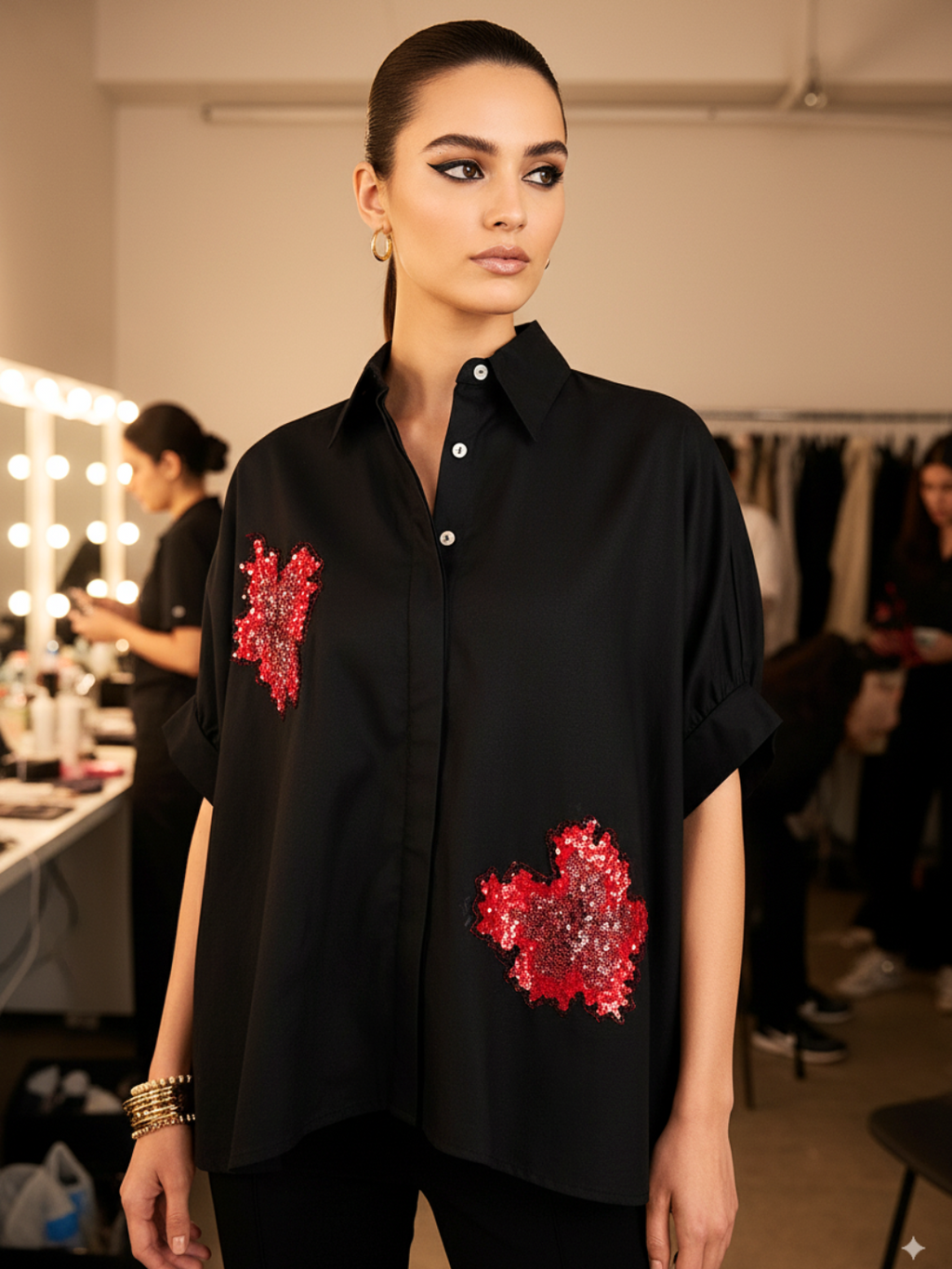 Antifit Embellished Cotton Shirt - Pinkkup