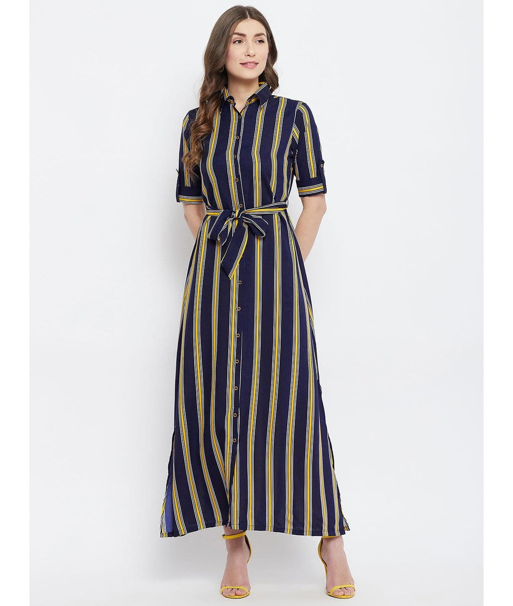 Collar Buttoned Down Shirt Maxi Dress