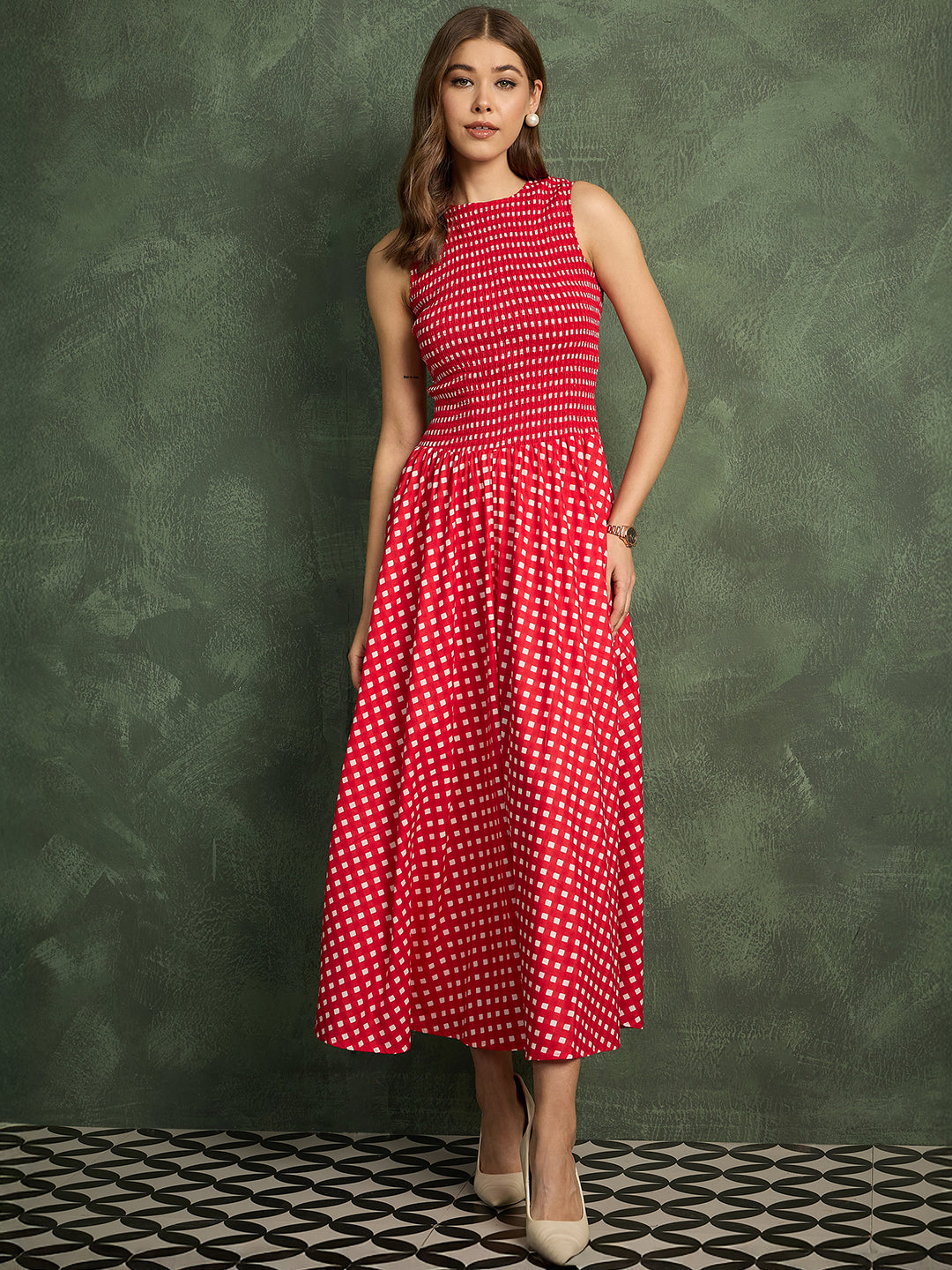 Pure Cotton Smocked Midi Dress