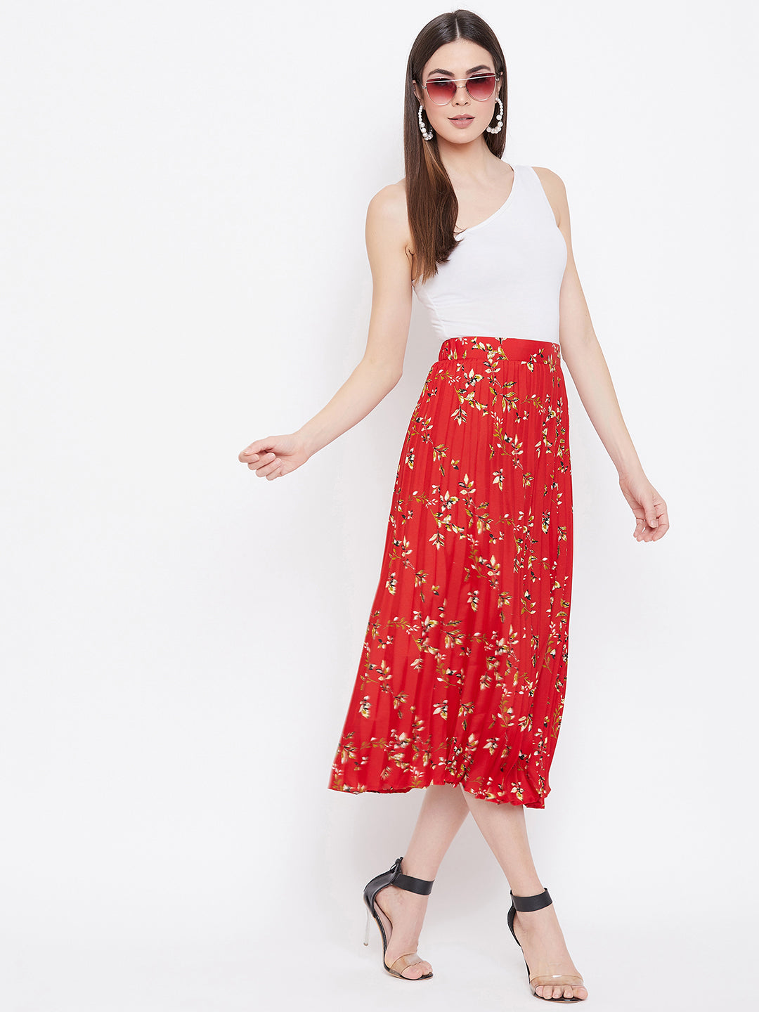 Pleated Midi Skirt - Pinkkup