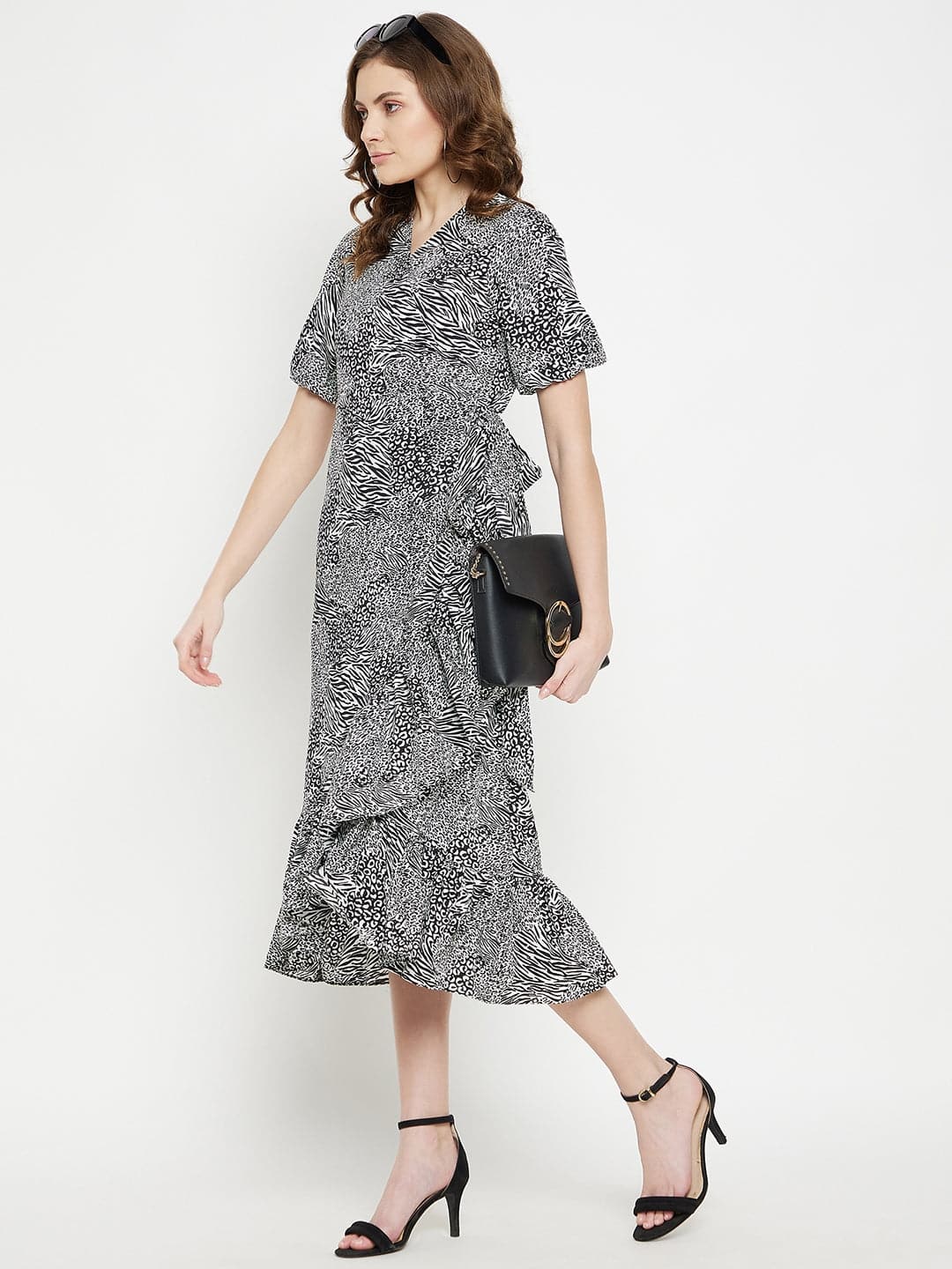 Animal Print Midi Wrap Dress