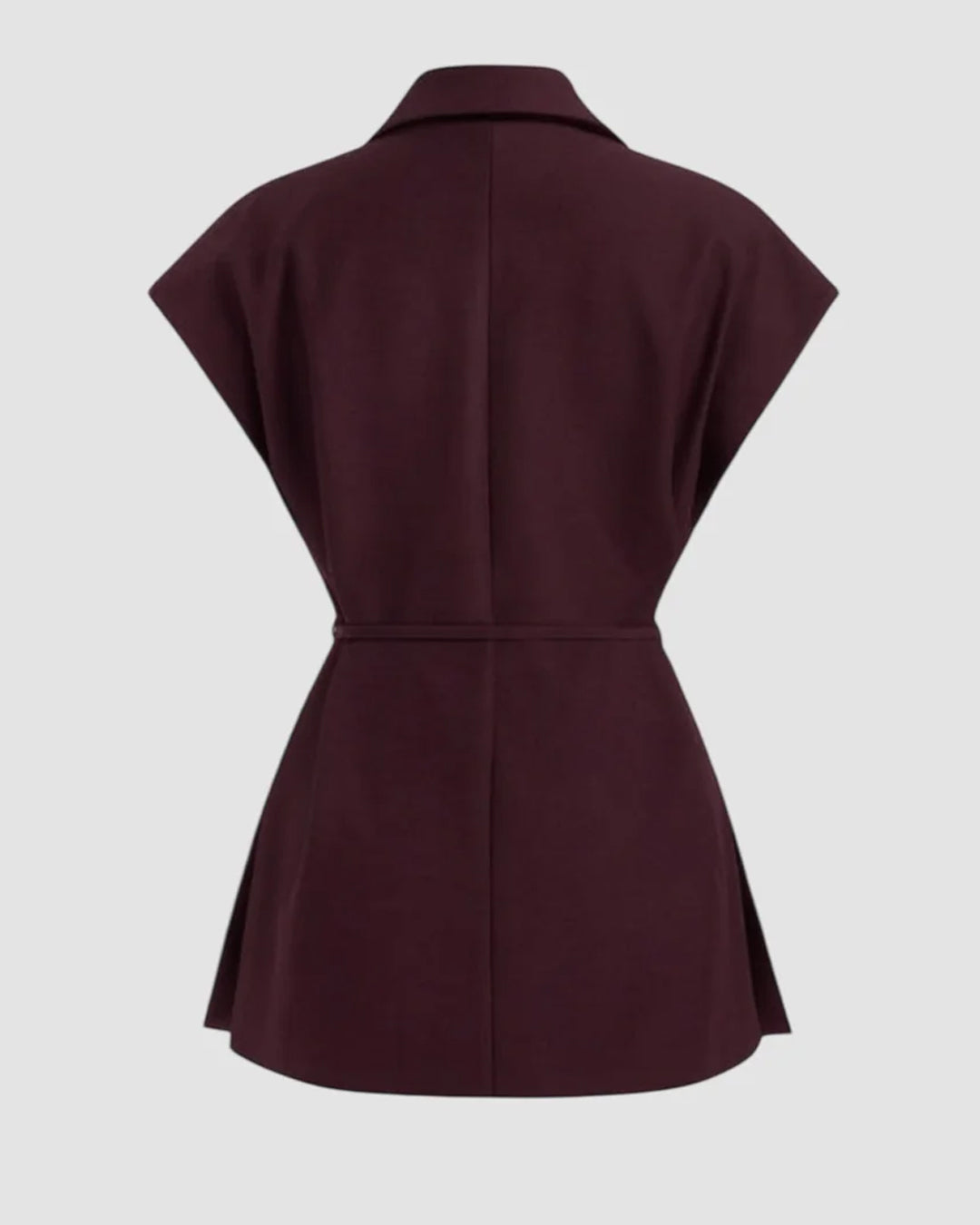 Collar Oversized Belted Sleeveless Blazer String Waistcoat