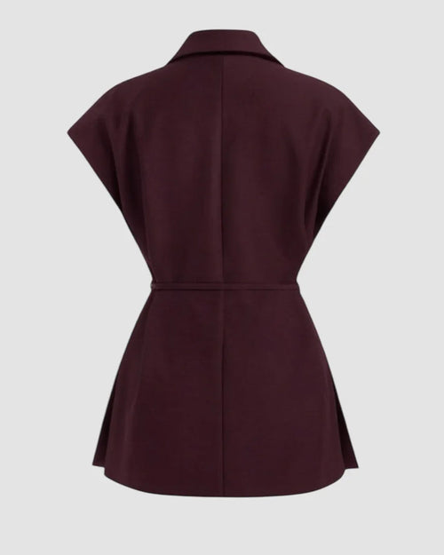 Collar Oversized Belted Sleeveless Blazer String Waistcoat