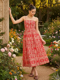 Scalloped Fit and Flare Midi Cotton Dress - Pinkkup