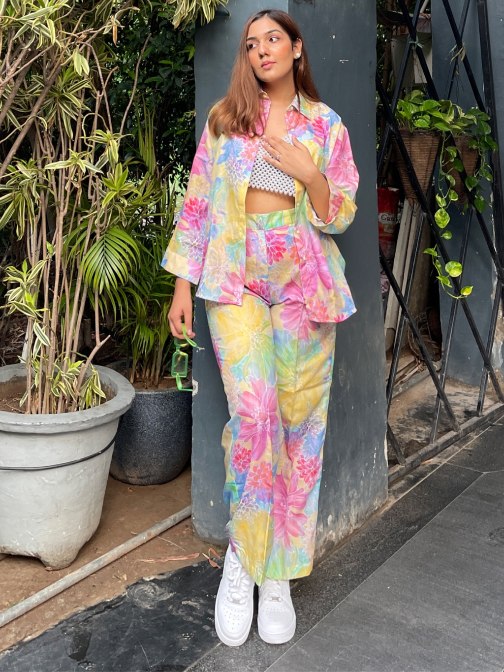 Floral Linen Printed Two Piece Co-ord Set
