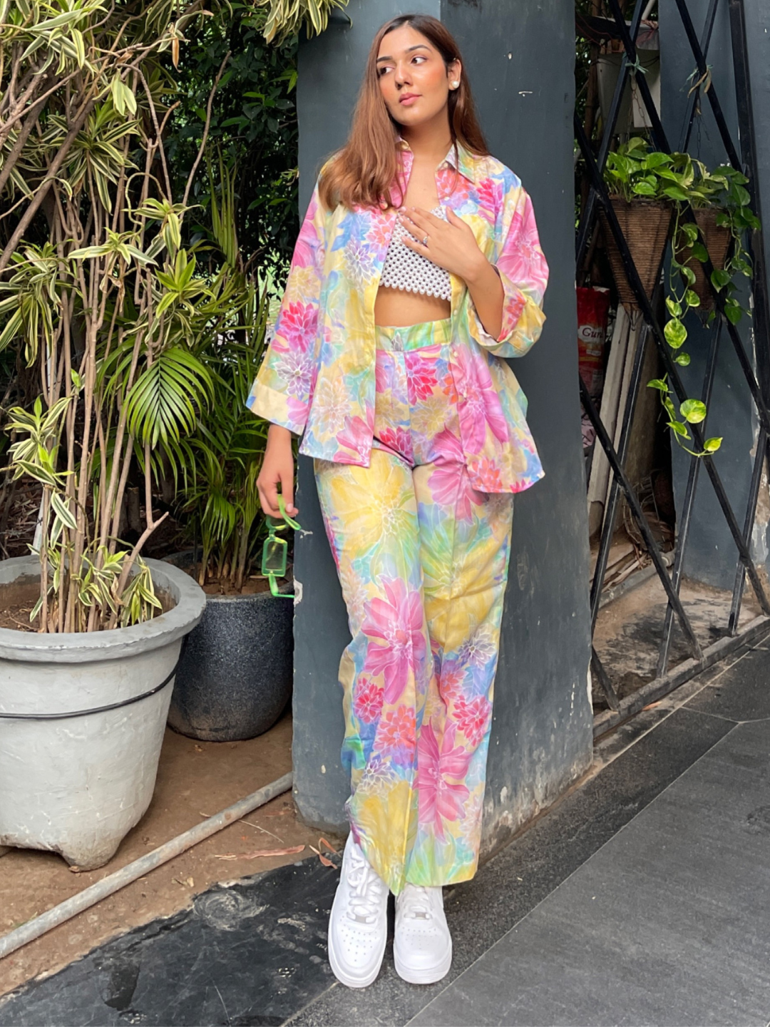 Floral Linen Printed Two Piece Co-ord Set