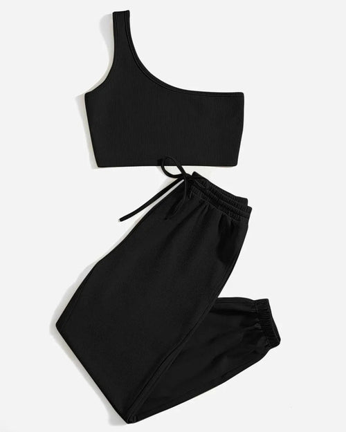 Casual Wear Fits Black Lounge Set