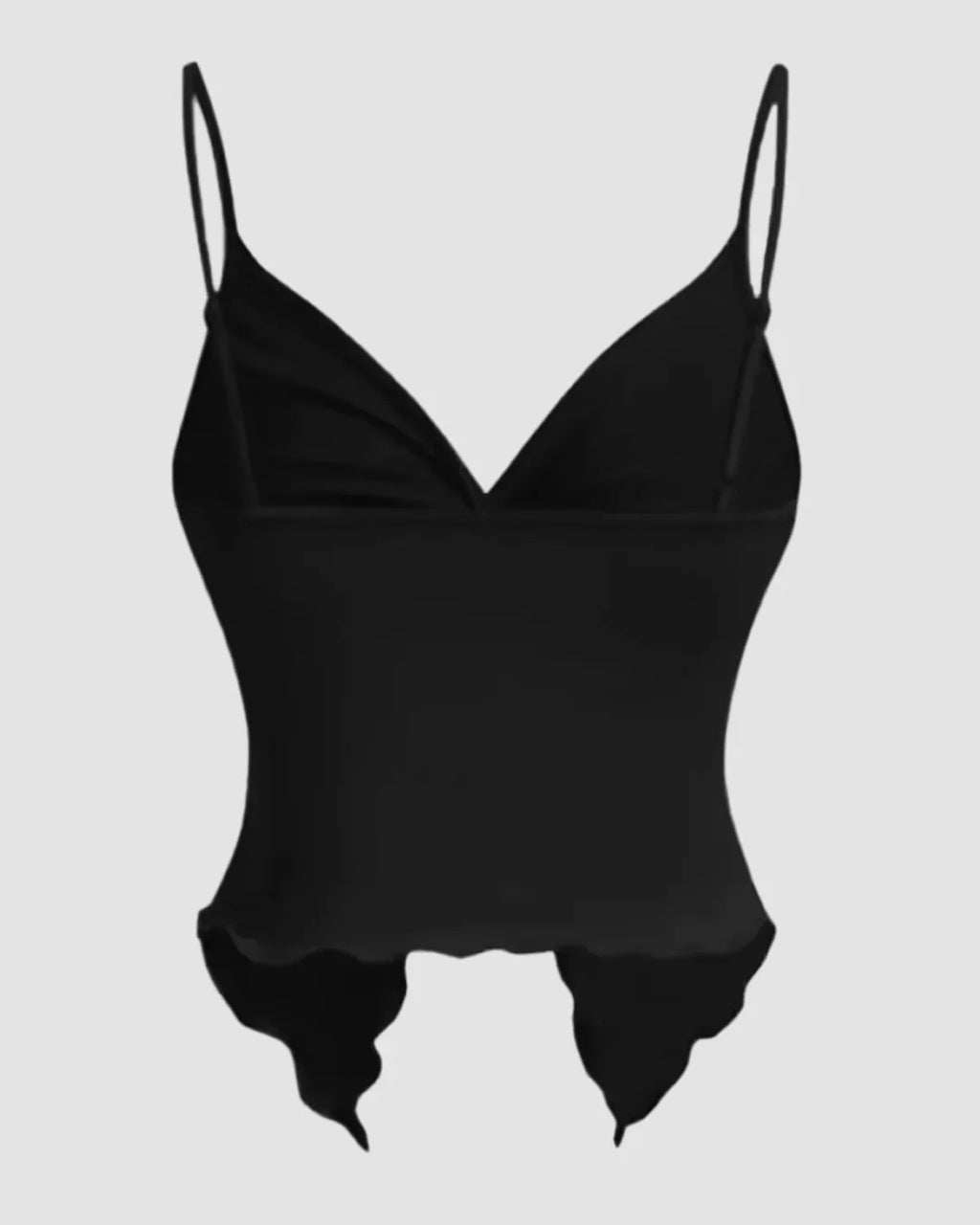 Solid Minimalist Twisted Design Tank Top in Black