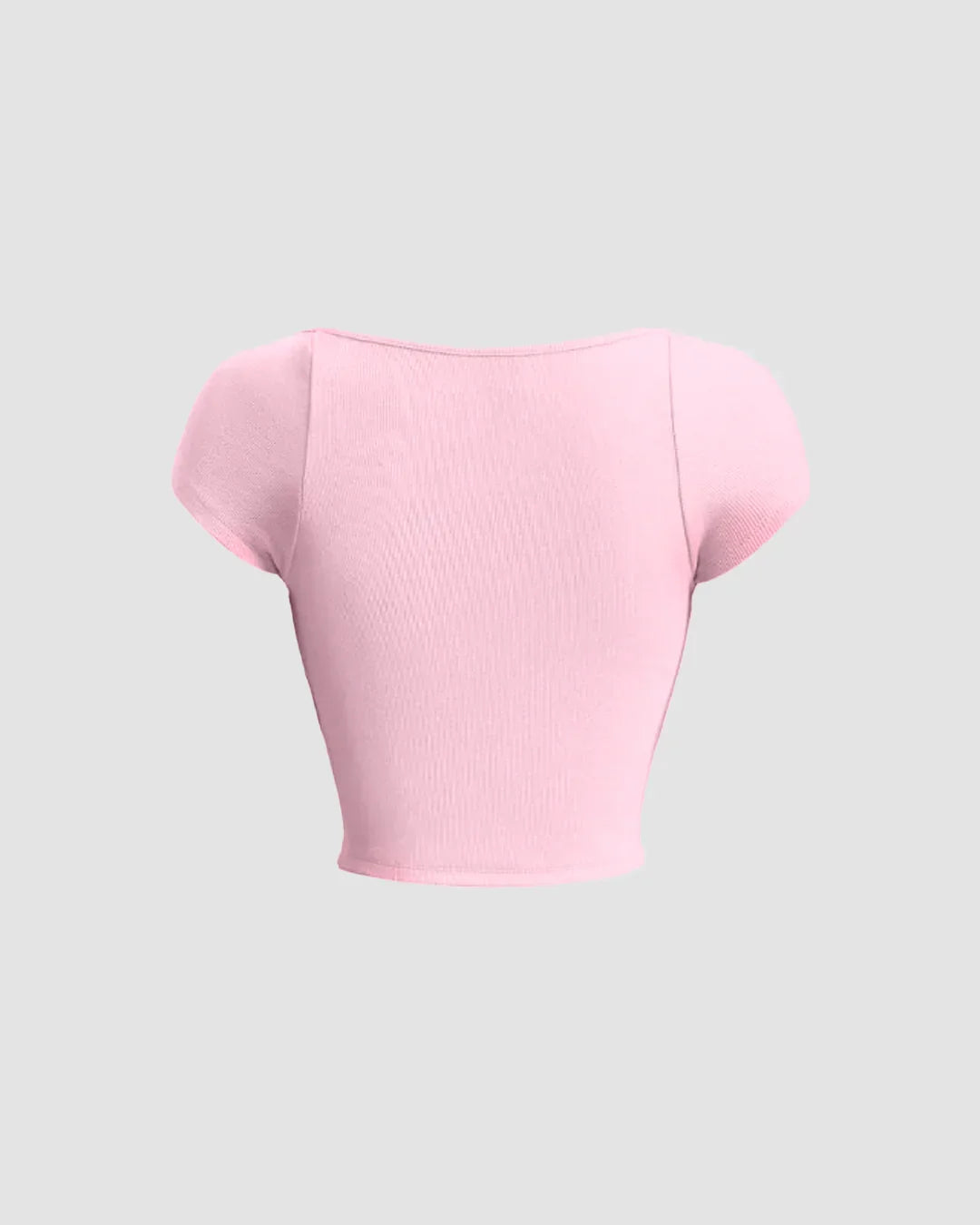 Sweetheart Neck Sheer Cap Sleeve Top in Baby Pink