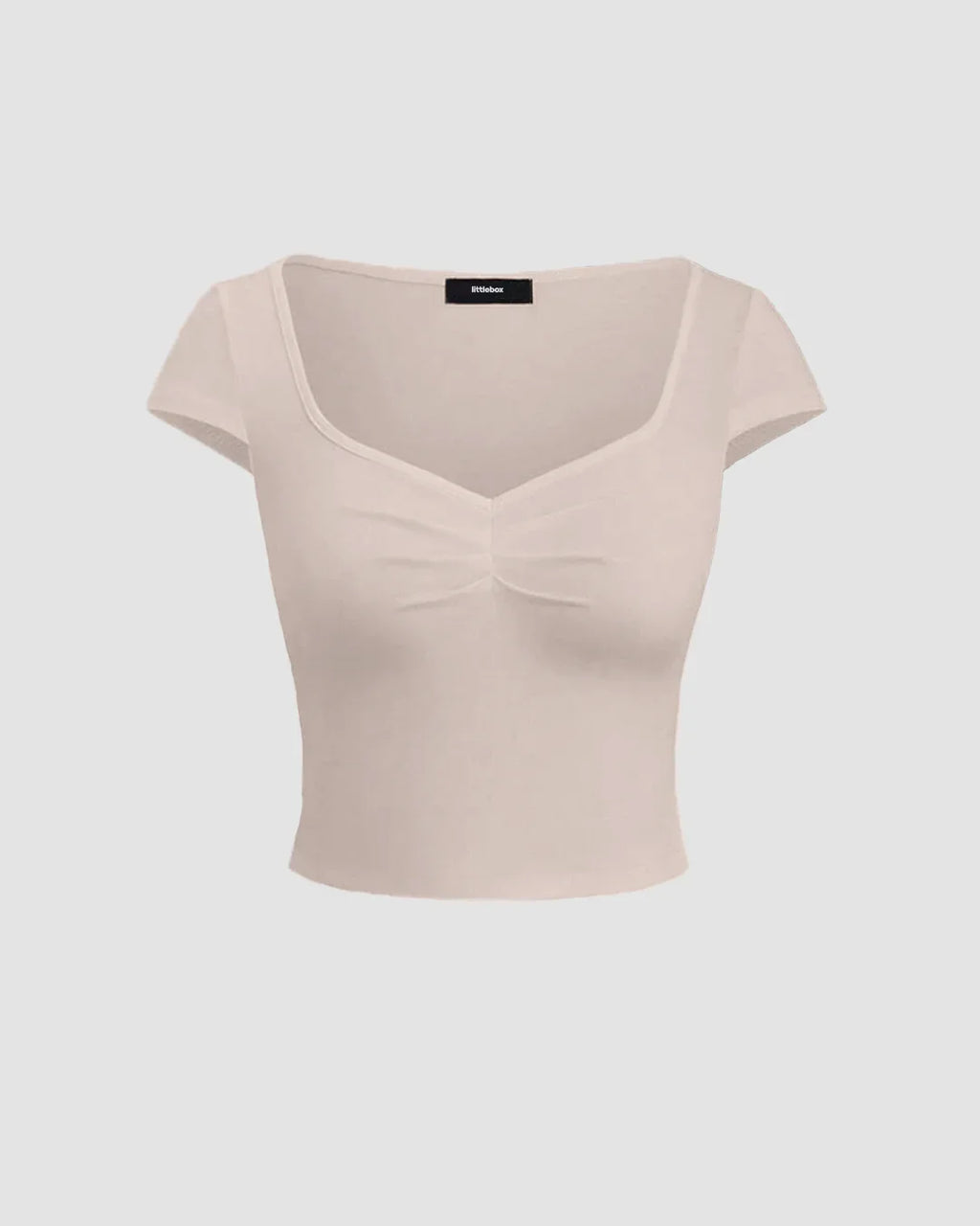Sweetheart Neck Ruched Crop Top In Beige