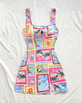 Y2K Travel Print Scoop Neck Mini Dress