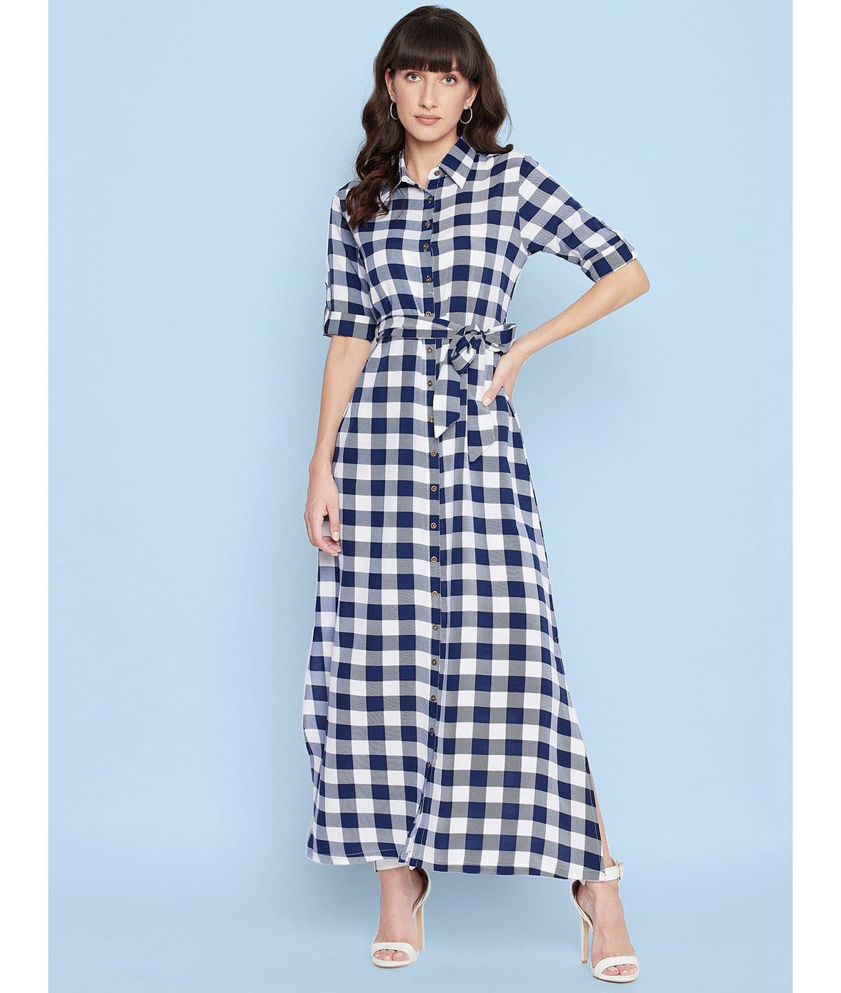 Collar Buttoned Down Shirt Maxi Dress