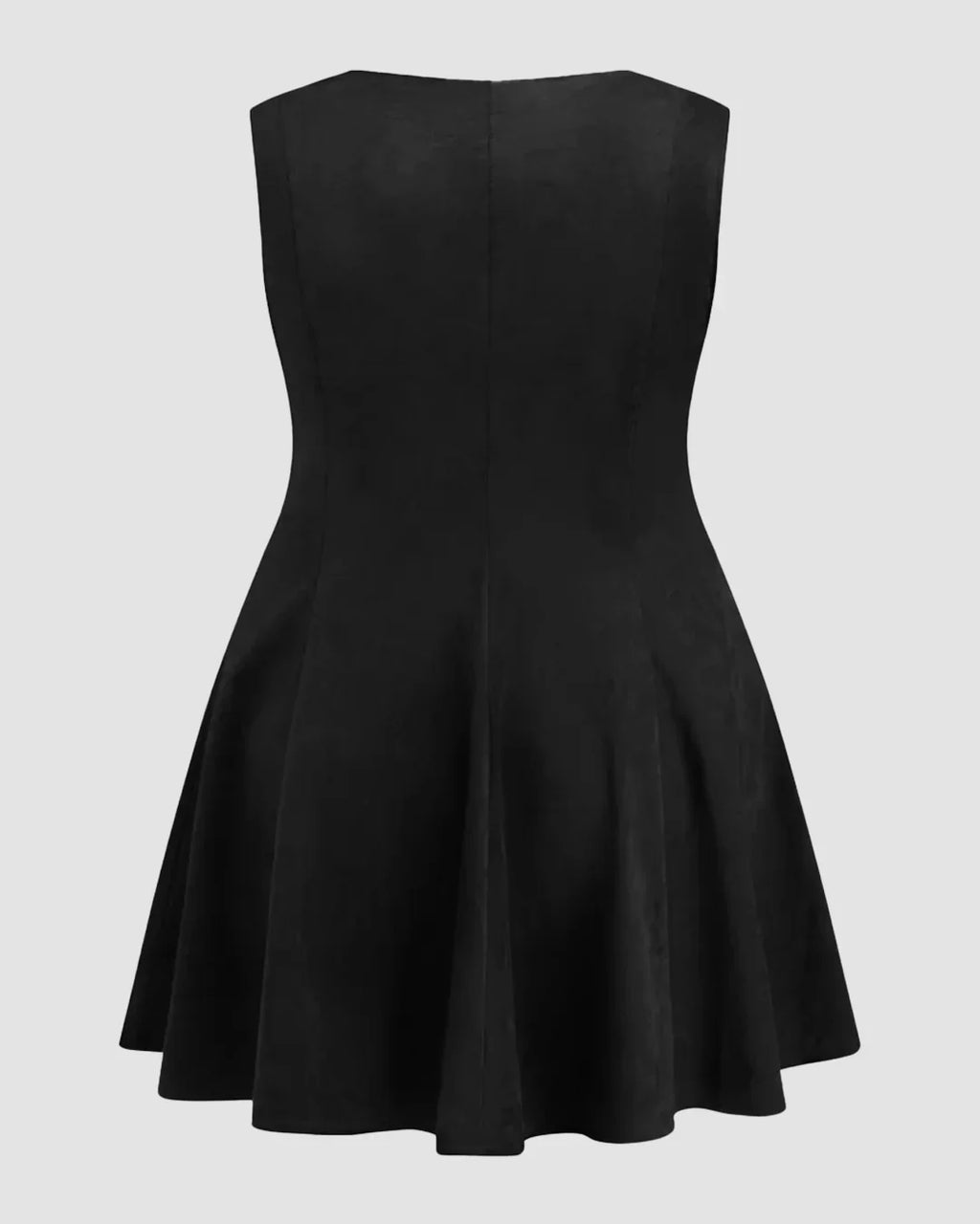 Suede V-neck Pleated Mini Dress Curve & Plus in Black
