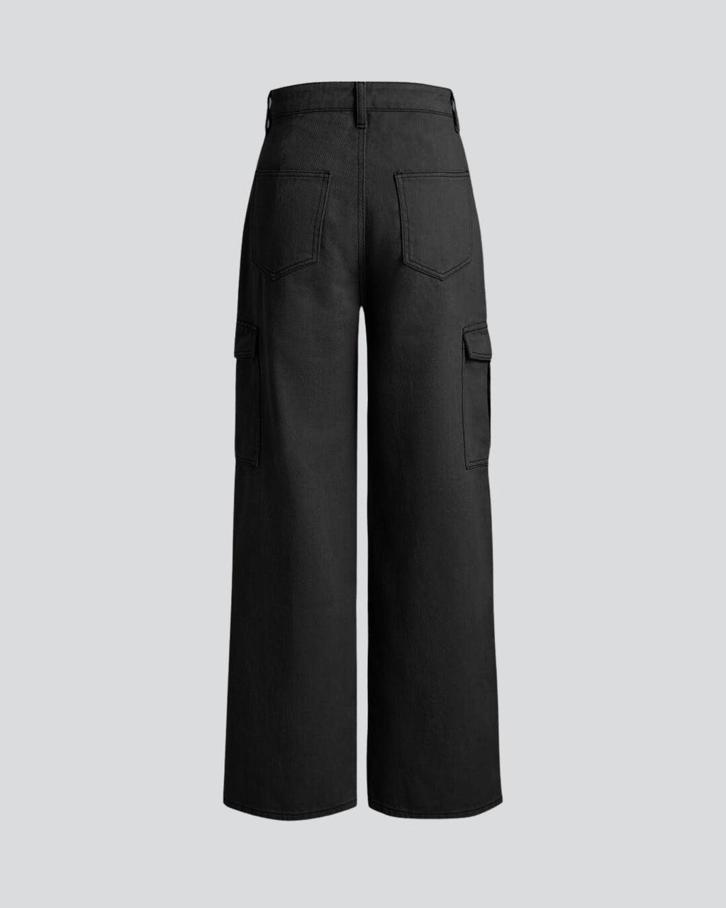 Utility Wear Double Pocket Cargo Pants In Black
