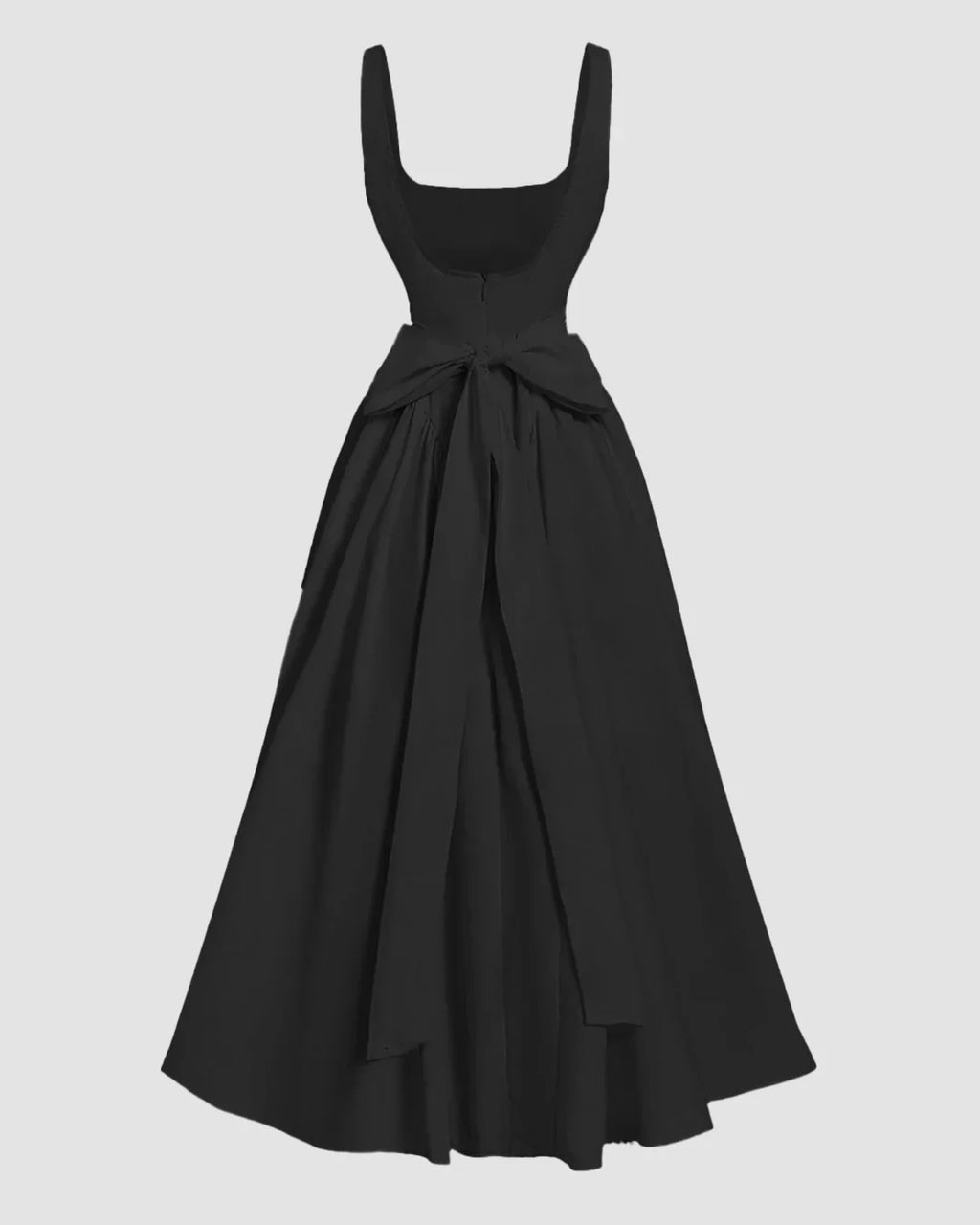 Sleeveless Bow Front Flared Maxi Dress in Black