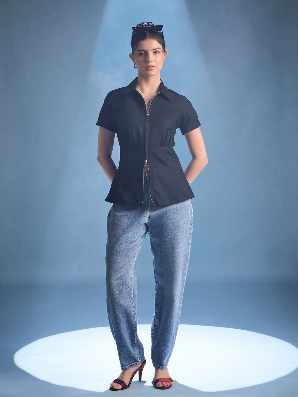 Zip-Through Fitted Cotton Top