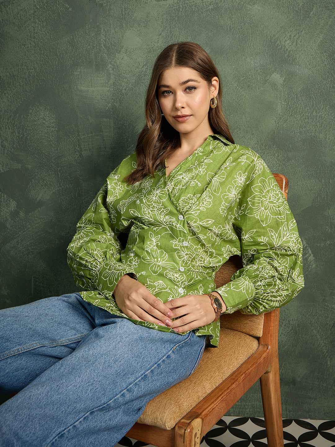 Balloon Sleeves Pure Cotton Shirt