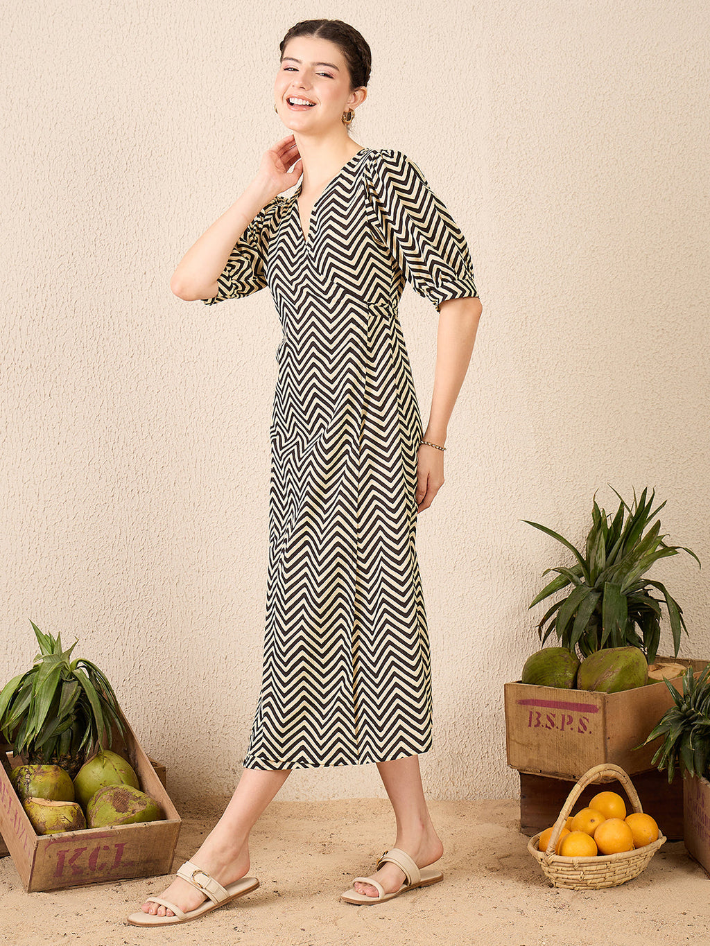 Pure Cotton Wrap Midi Dress