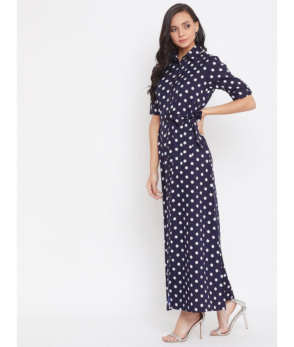 Collar Buttoned Down Shirt Maxi Dress