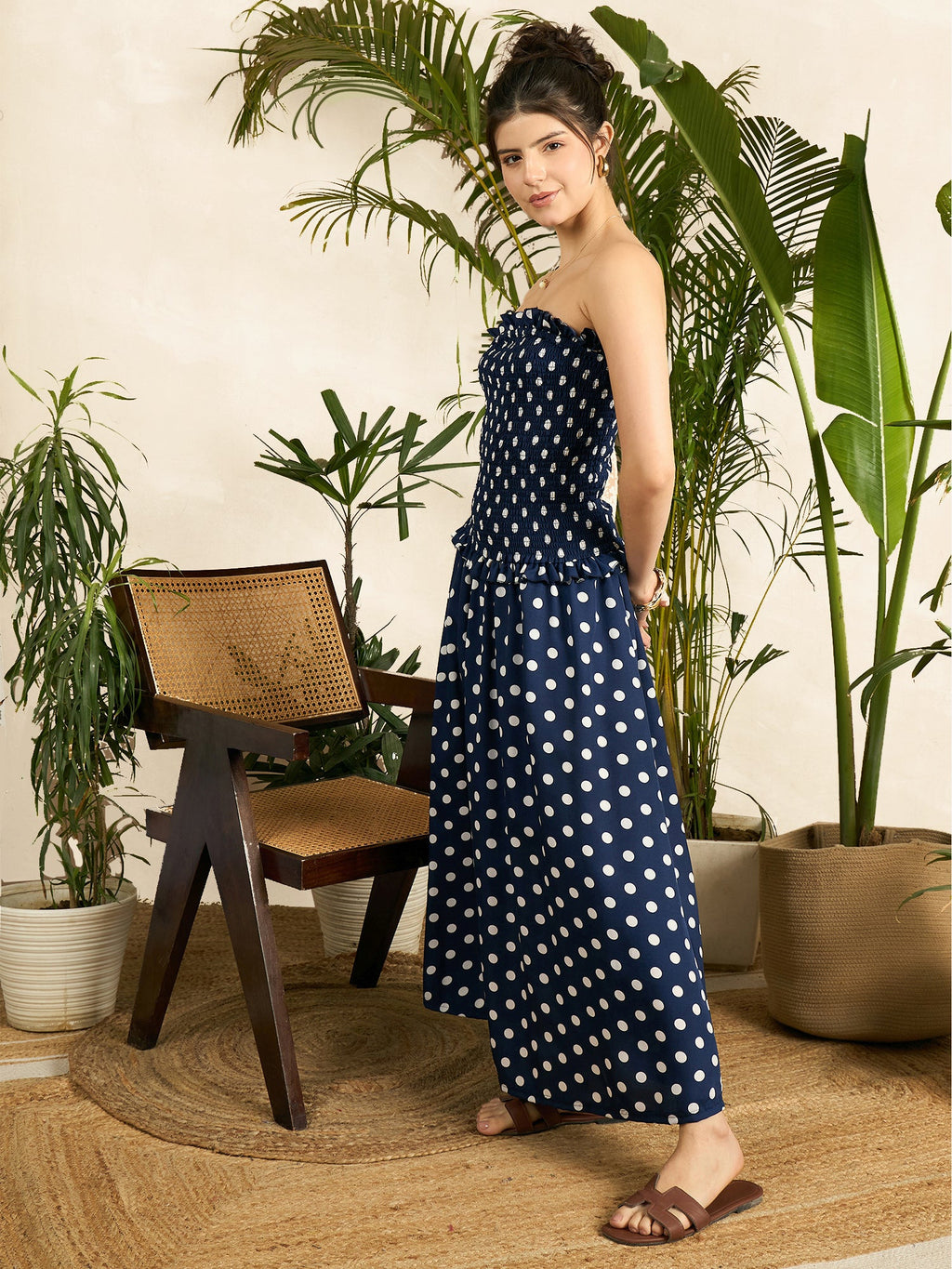Smocked Drop Waist Off Shoulder Dress
