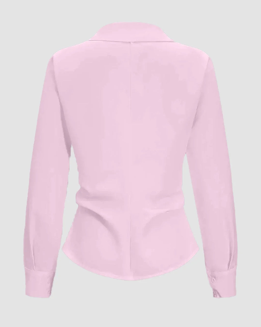 Asymmetric Wrap Collared Long Sleeve Shirt in Pink