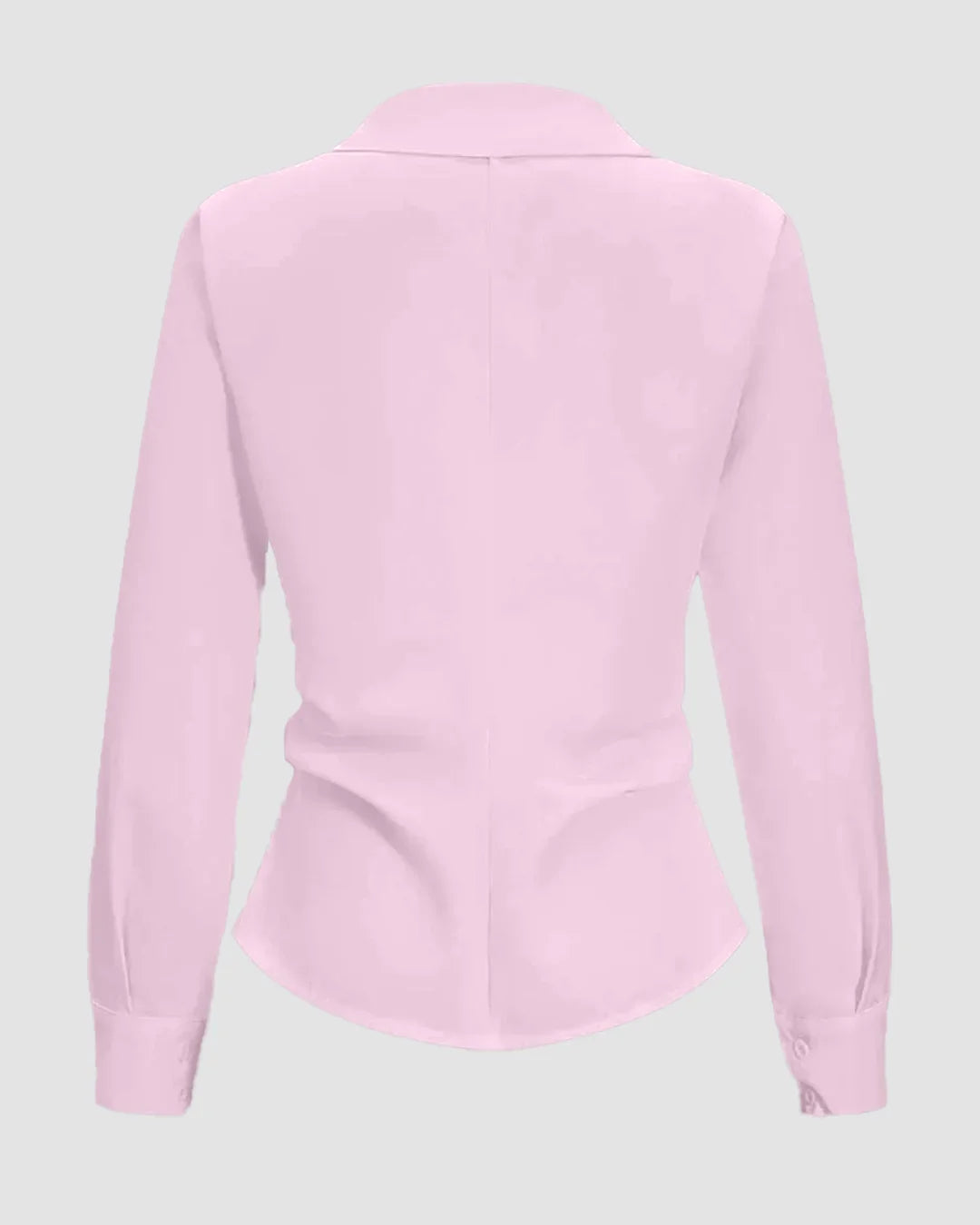Asymmetric Wrap Collared Long Sleeve Shirt in Pink