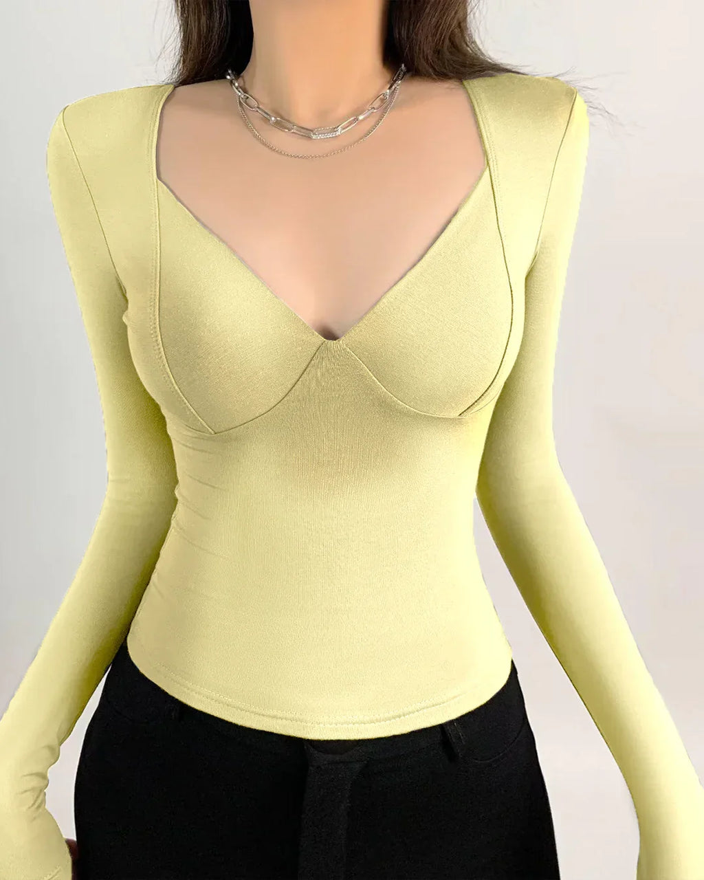 Vanilla V-Neck Long Sleeve Top