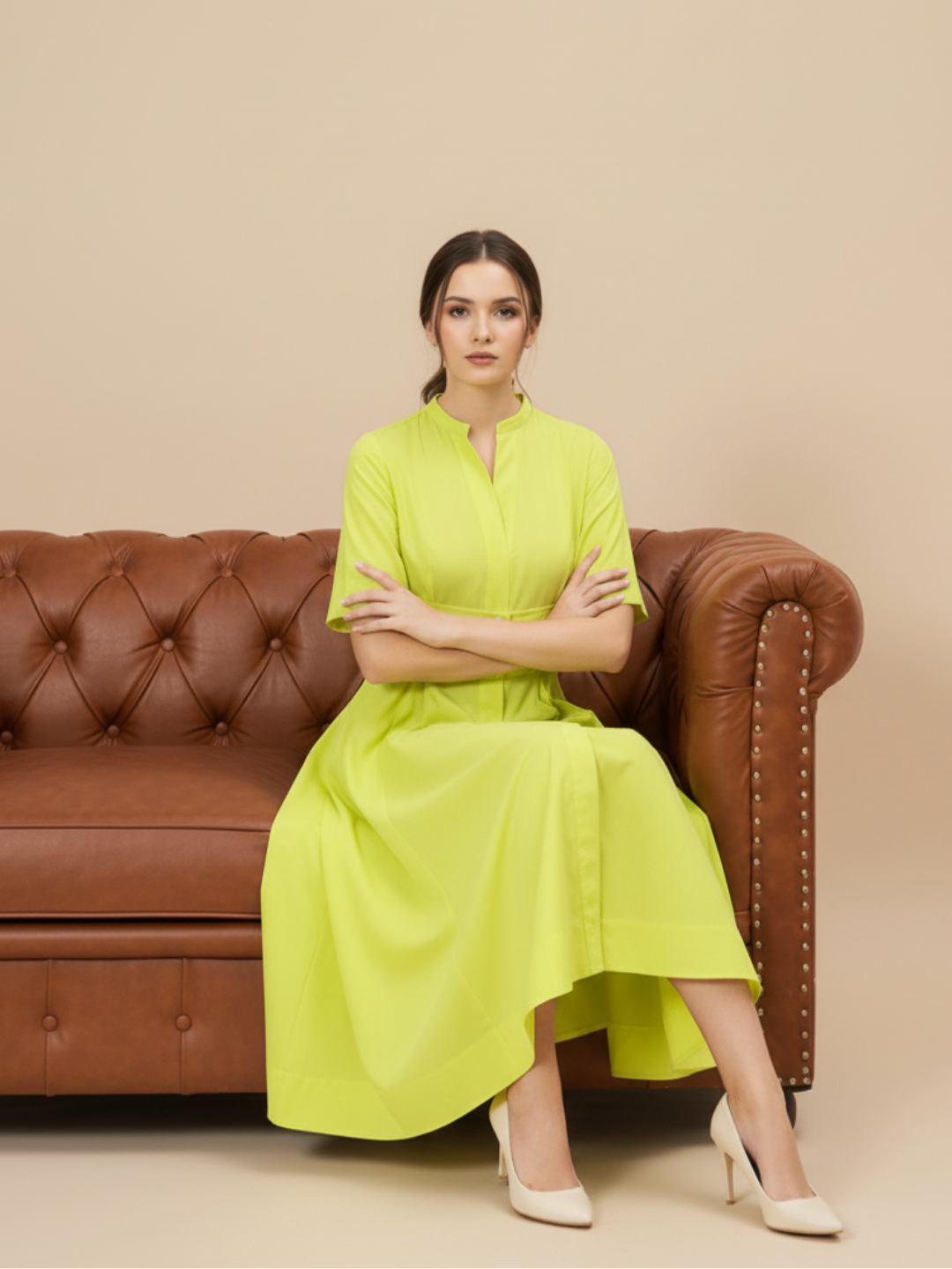 Corset Panelled Cotton Midi Dress