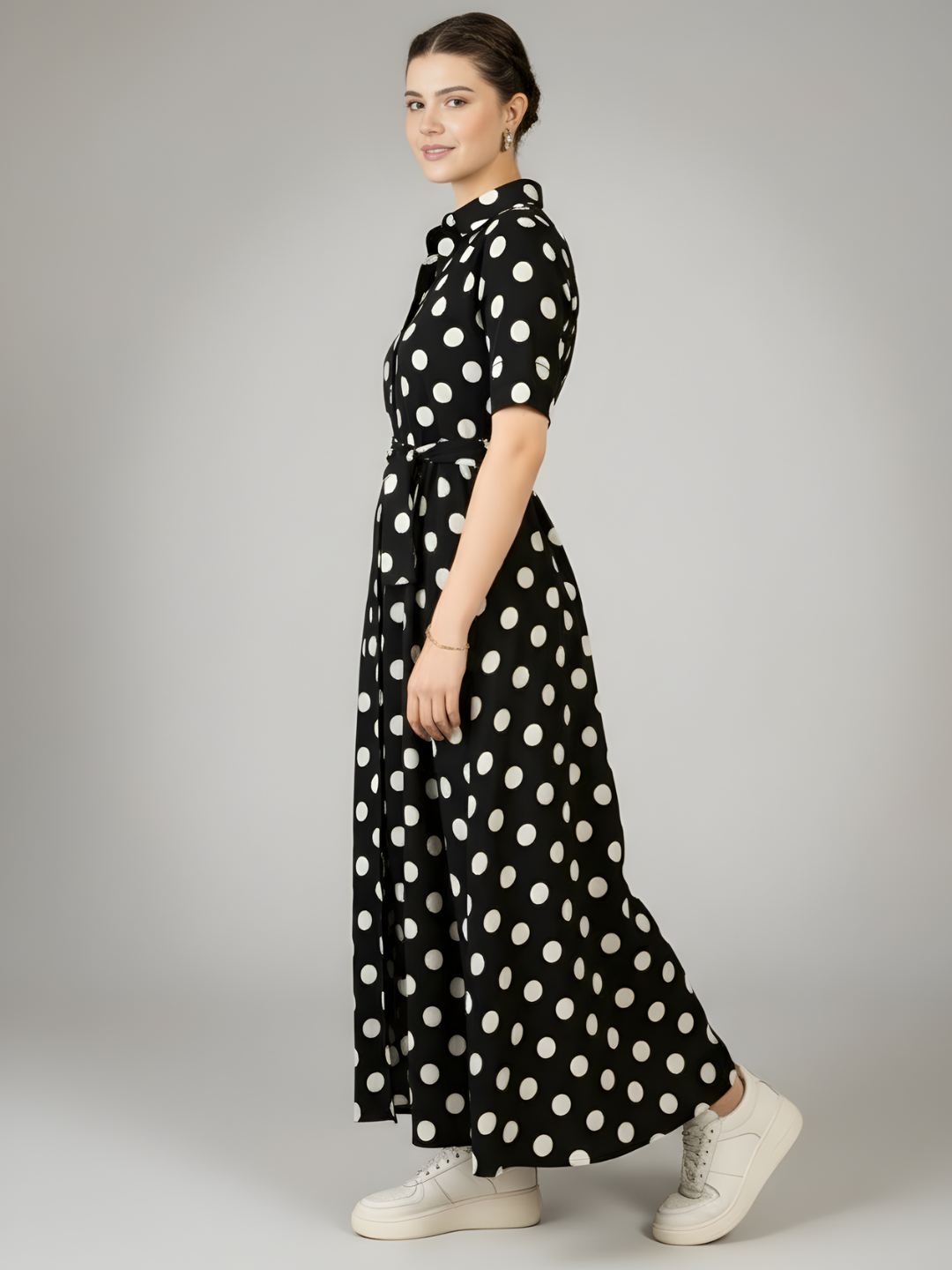 Linen Buttoned Down Shirt Dress With Belt (with Lining)