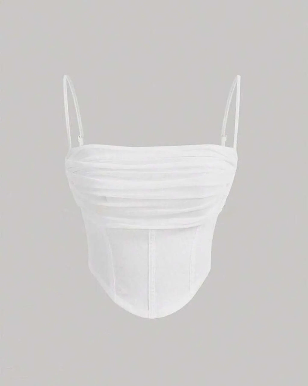 Y2K Solid Ruched Mesh Cami White Top