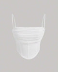 Y2K Solid Ruched Mesh Cami White Top