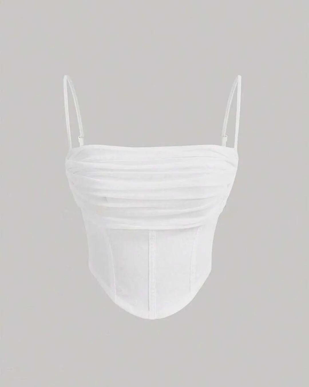 Y2K Solid Ruched Mesh Cami White Top