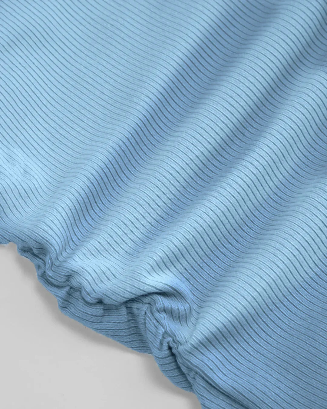 Powder Blue Sleeveless High Neck Ruched Side Top
