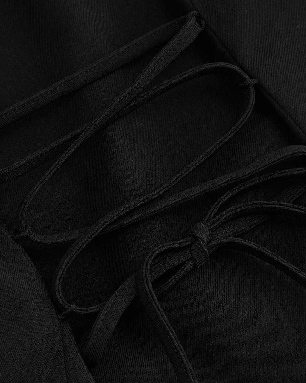 Woven Collar Solid Lace Up Button Blazer In Black