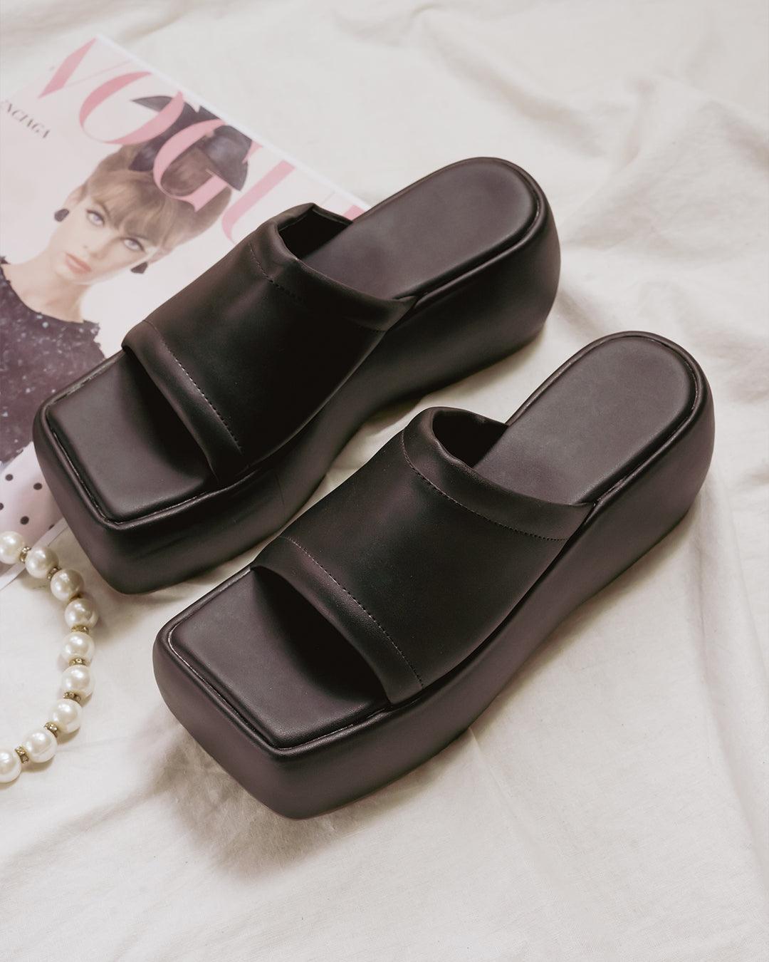 Vintage Vibe City Girl Black Platforms Footwear