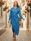 Printed Shirt with Front Twist Skirt Co-ord Set - Pinkkup
