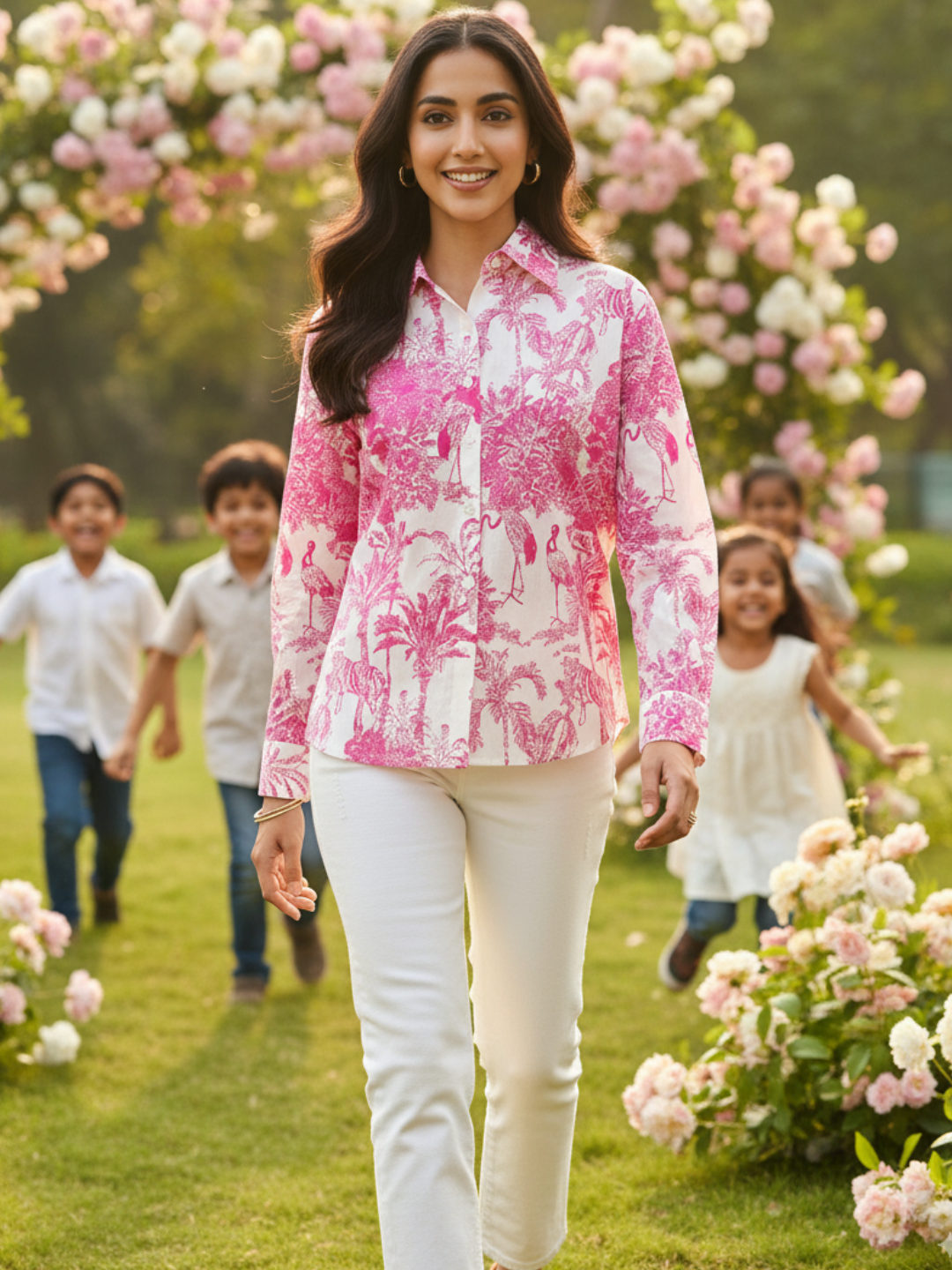 Printed Cotton Shirt - Pinkkup
