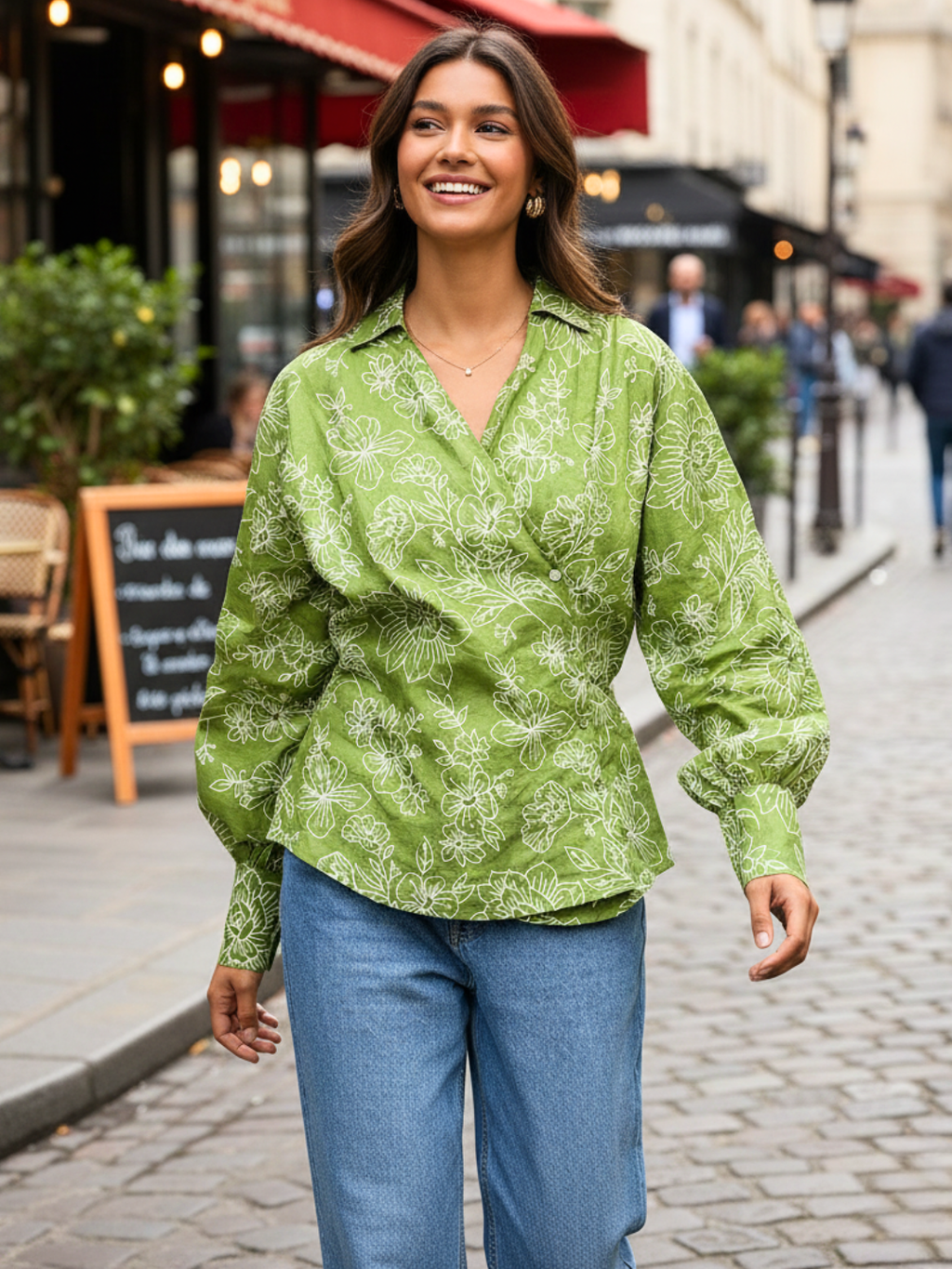 Balloon Sleeves Pure Cotton Shirt - Pinkkup