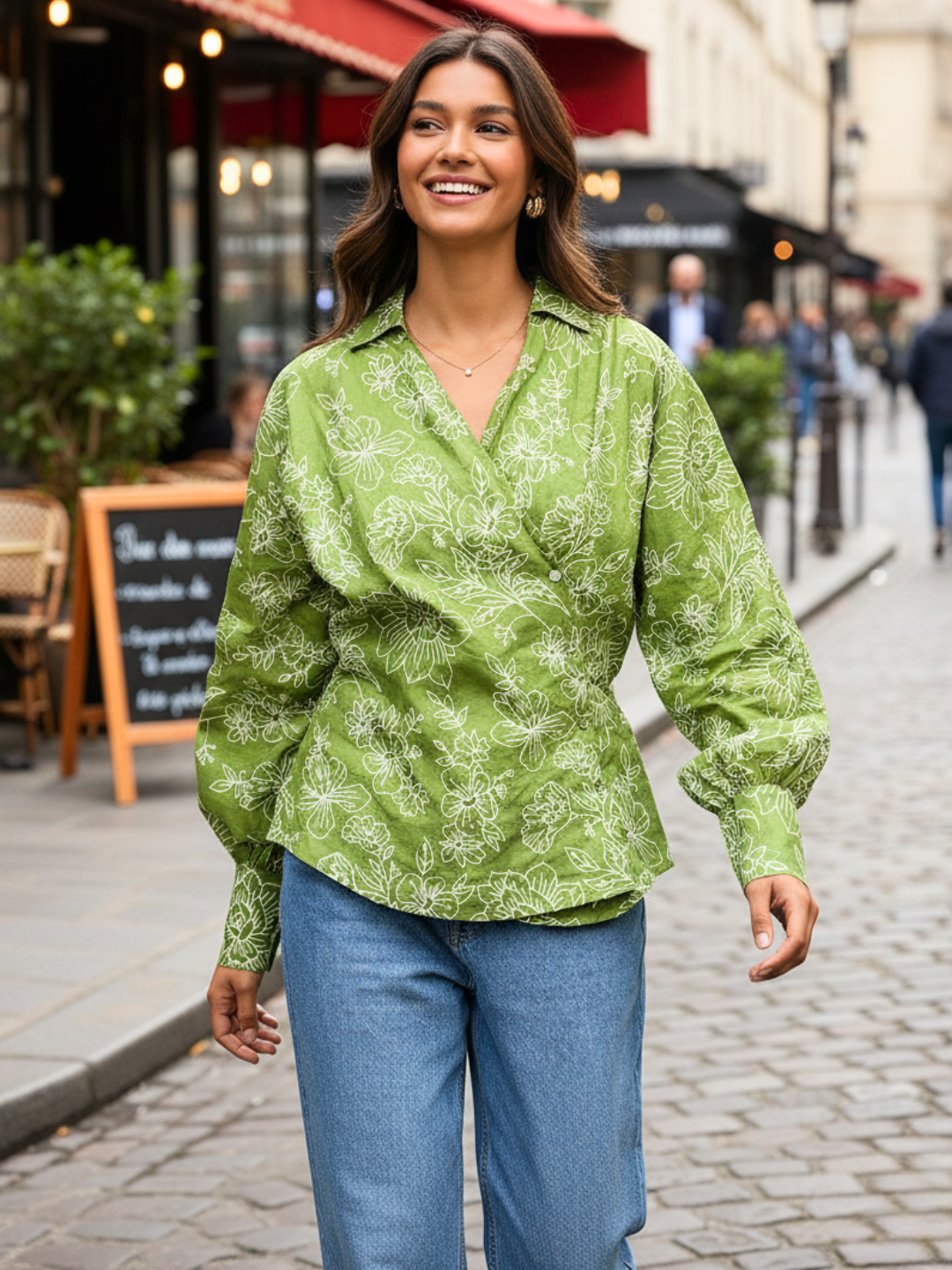 Balloon Sleeves Pure Cotton Shirt - Pinkkup