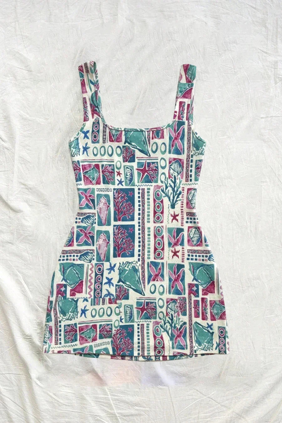 Multicolor Printed Sleeveless A-Line Mini Dress