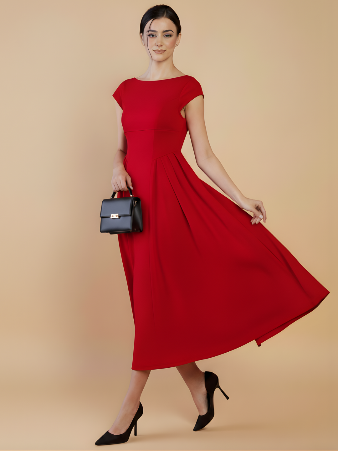 Stretchable Backless Midi Dress - Pinkkup