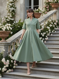Corset Panelled Cotton Midi Dress - Pinkkup