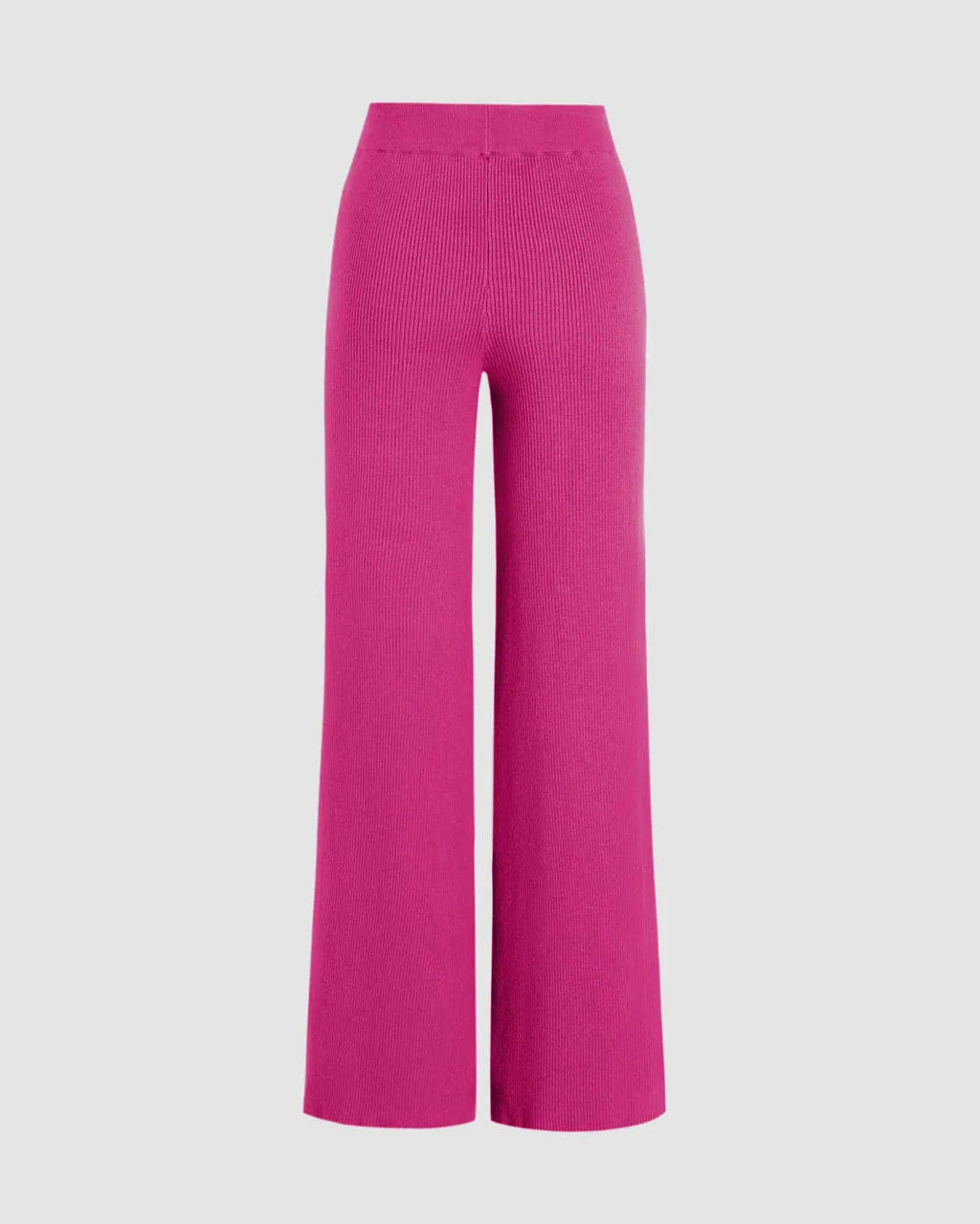 Pink Ribbed Wide Leg Trousers