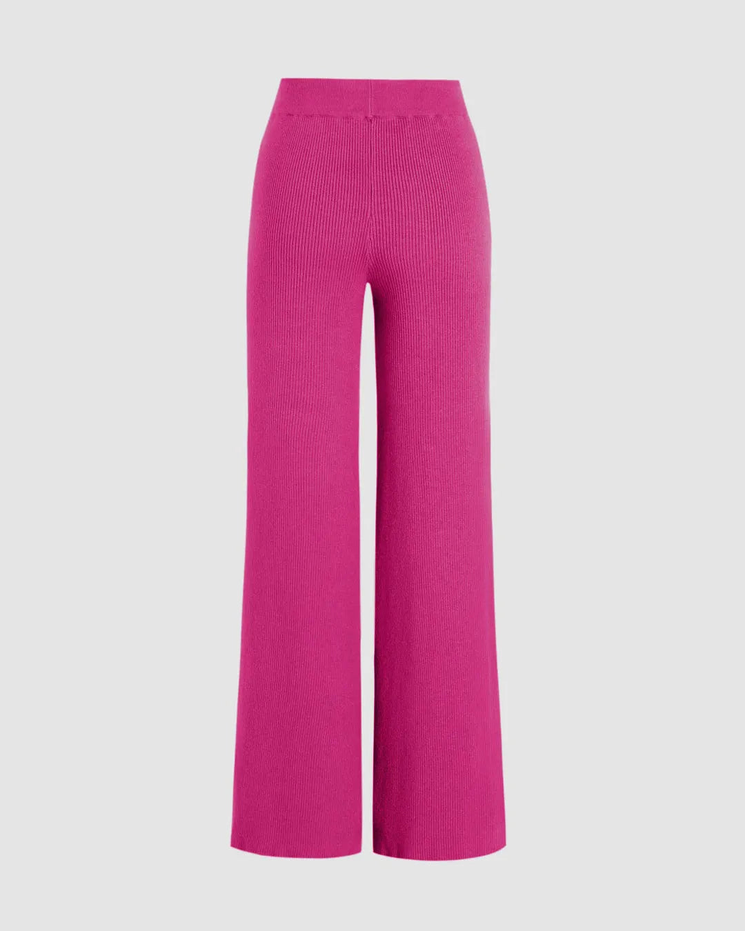 Pink Ribbed Wide Leg Trousers