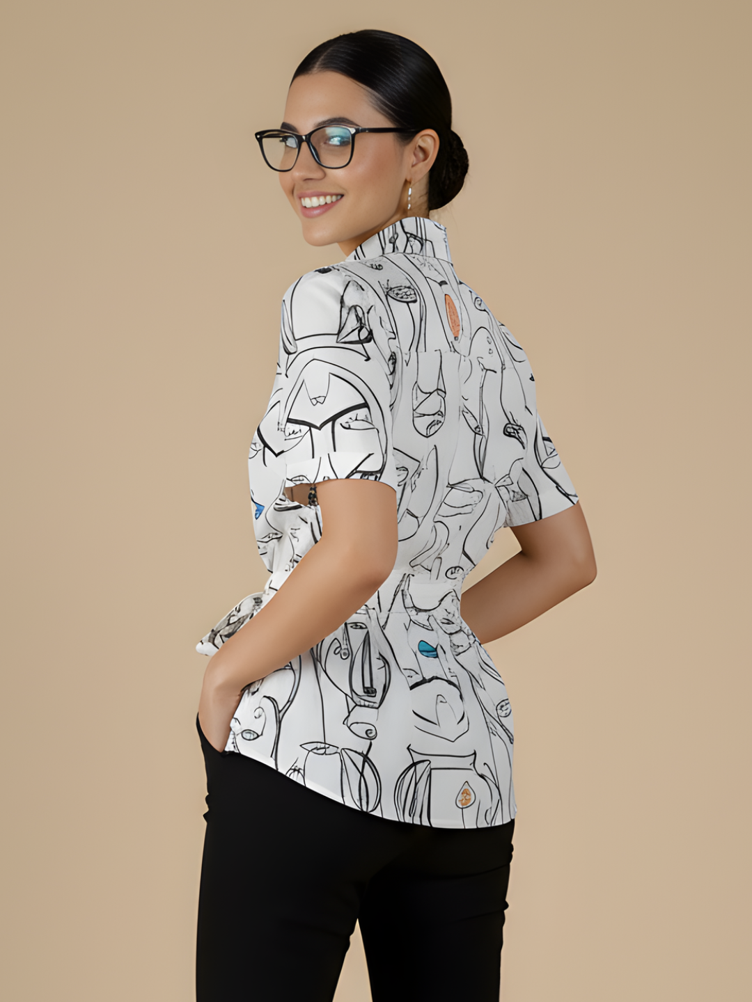 Pure Cotton Waist Tie-Up Shirt